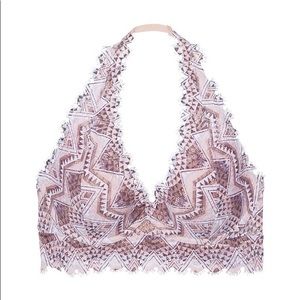 PINK Lace Lightly Lined Halter Bralette